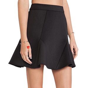 Rebecca Taylor Black High Waist Splicing Casual Flare Mini Skirt New Without Tag